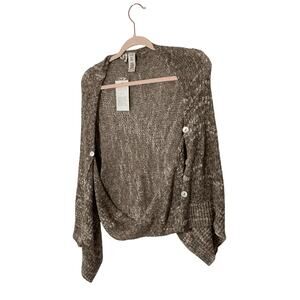 NWT Soft Surroundings L/XL Brown Shimmer Buttoned Metallic Boho GlamTunic Blouse